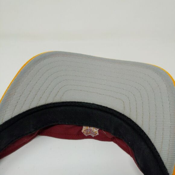 DeLong Strapback Sun Visor Hat Red & Yellow Embroidered Logo MC - Picture 9 of 10